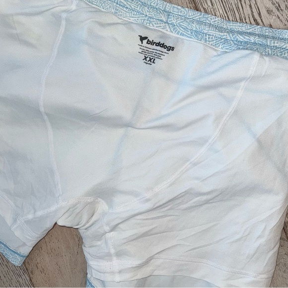 Birddogs swim trunks Bathing Suit blue white yellow trim  7” lined XXL New $80 - Picture 7 of 15